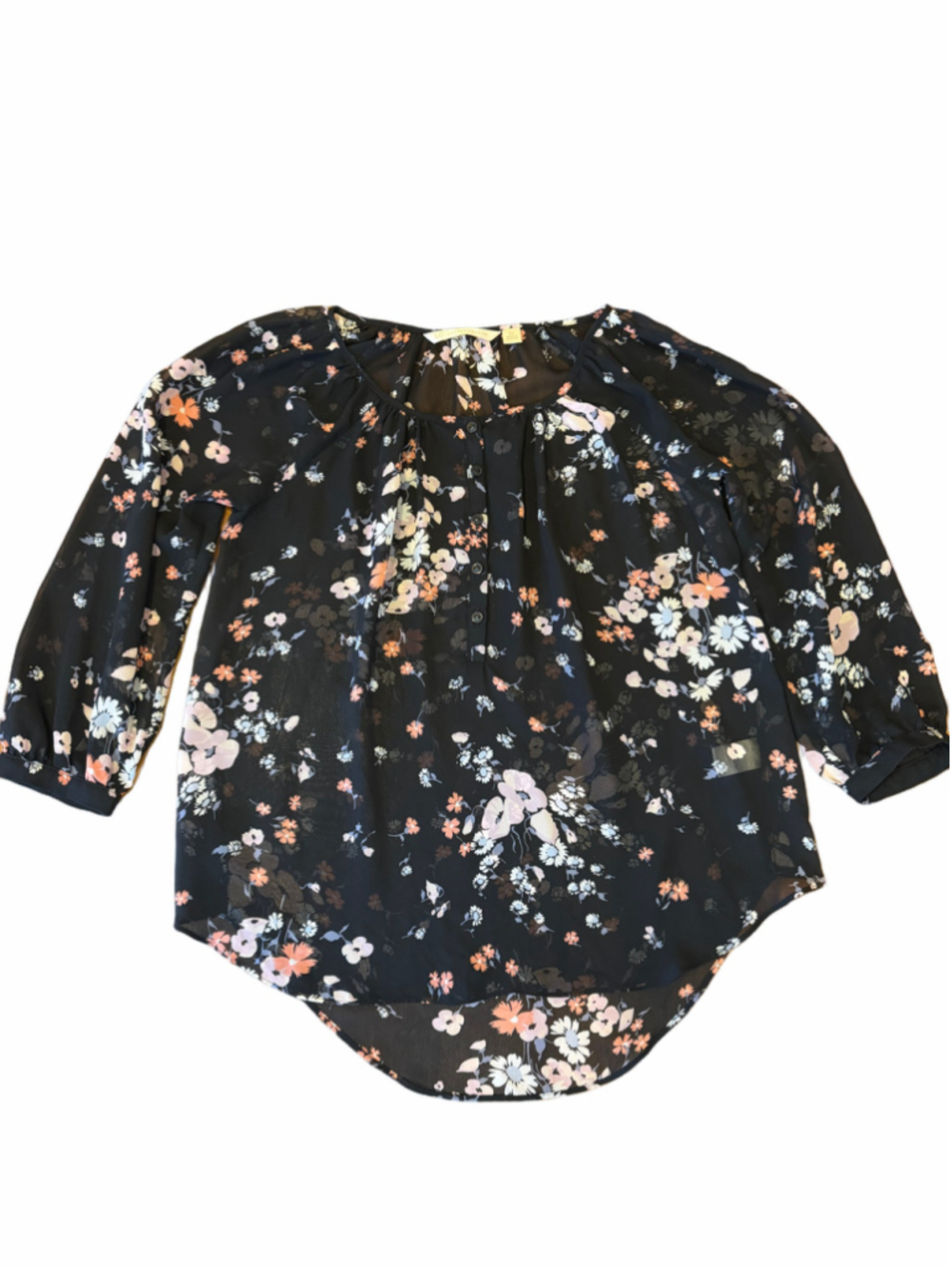 Women's Lauren Conrad Floral Blouse Black Pink Size XS